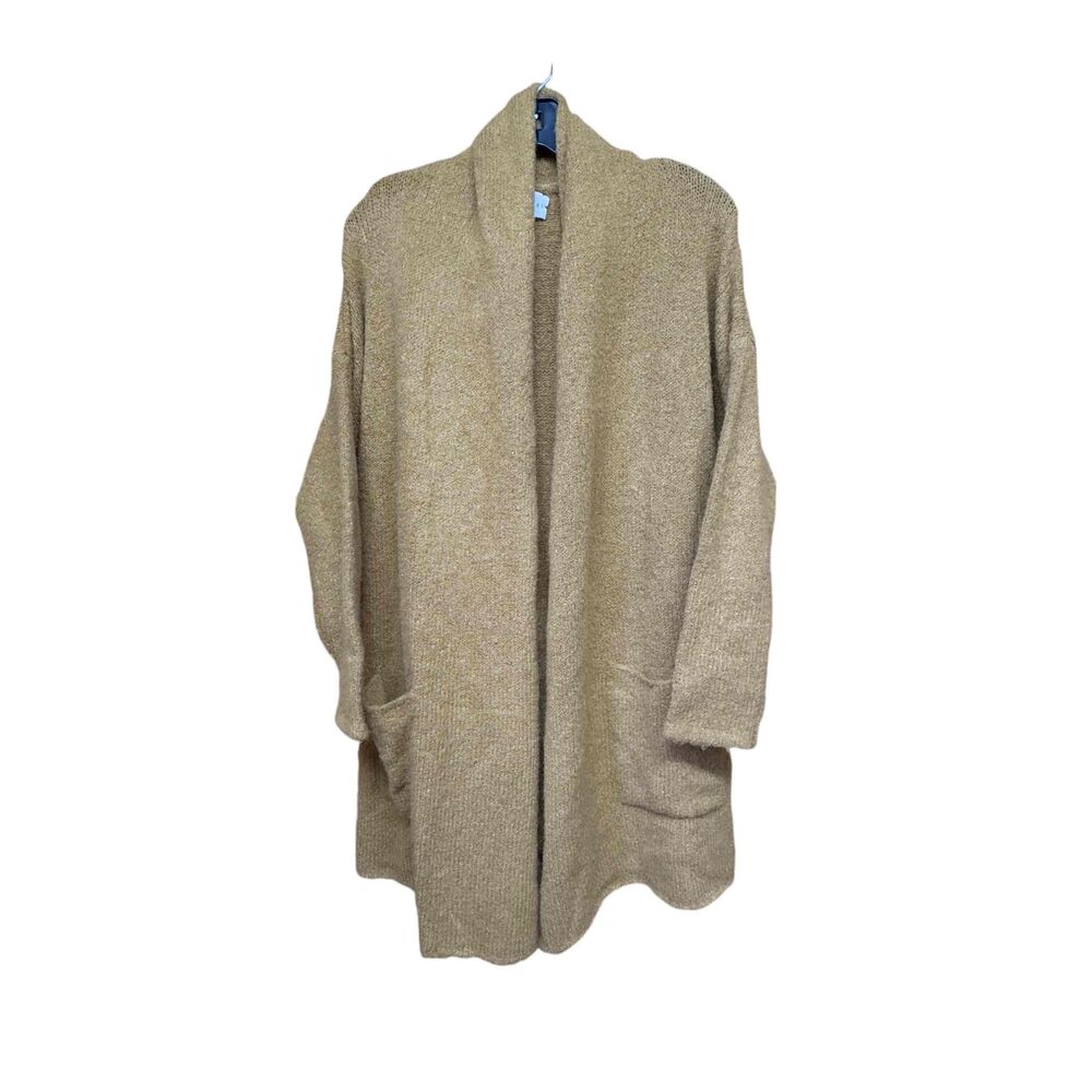 Dreamers Beige Open Front Long Sleeve Two Pocket Knit Cardigan Sweater Size S/M
